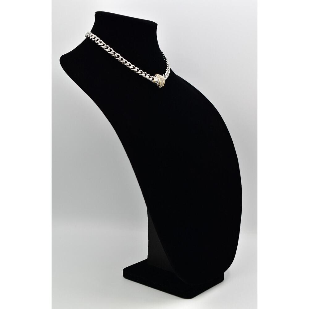 Christian Dior Vintage Crystal Collar Necklace Silver Gold Signed 1960s BinBJ - Picture 4 of 12
